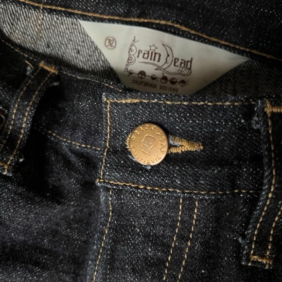 Brain Dead Type 00 15.5oz Selvedge Denim Jeans Indigo Wide Relaxed Mens - Picture 7 of 12